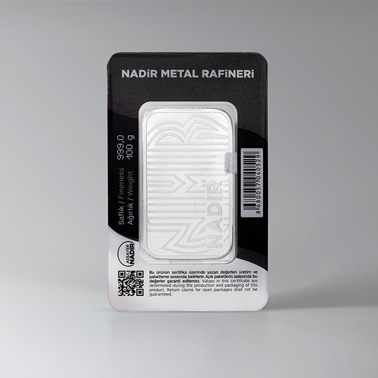 Nadir 100 Gram Gümüş Külçe